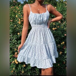 Women’s Light Blue Floral Mini Dress